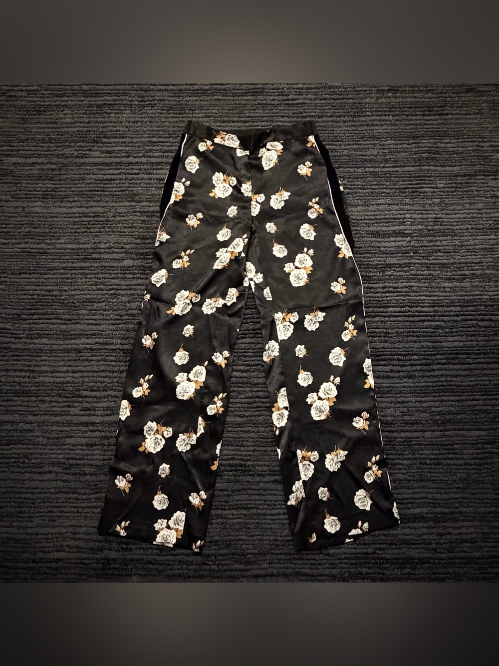 NWT Zara Floral Satin Wide Leg  High Rise Stripe Trouser Pants